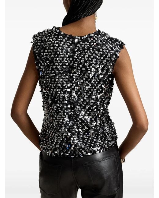 Polo Ralph Lauren Black Sequin-Embellished Tank Top