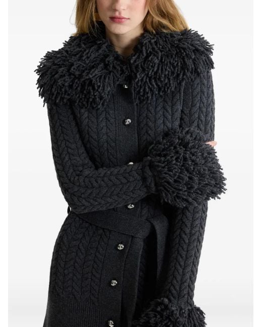 Patou Kabelgebreid Vest Met Franje Afwerking in het Black
