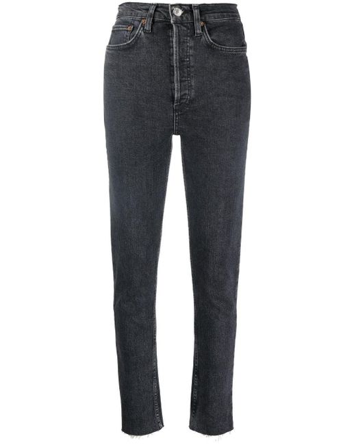 RE/DONE Denim 90s High-waist Skinny Jeans in Grey (Grey) | Lyst Canada