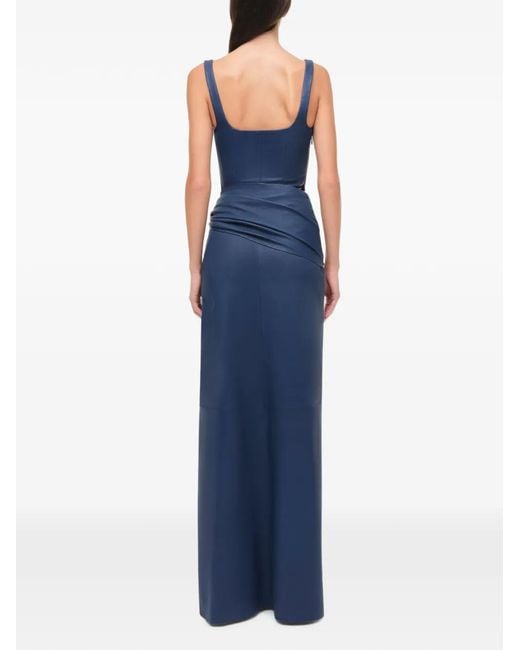 Jonathan Simkhai Blue Lyle Draped Leather Maxi Dress