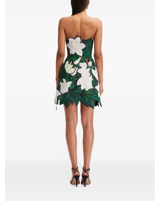 Robe courte Gardenia à broderies Oscar de la Renta en coloris Green