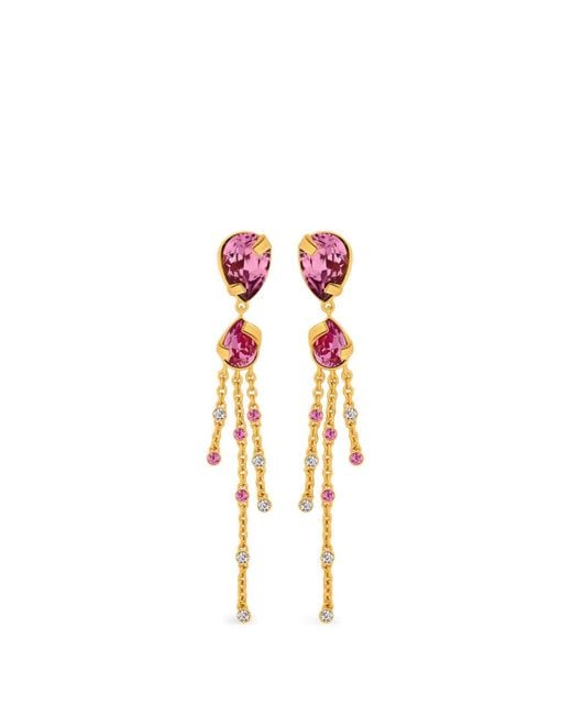 Oscar de la Renta Metallic Drop Chain Earrings