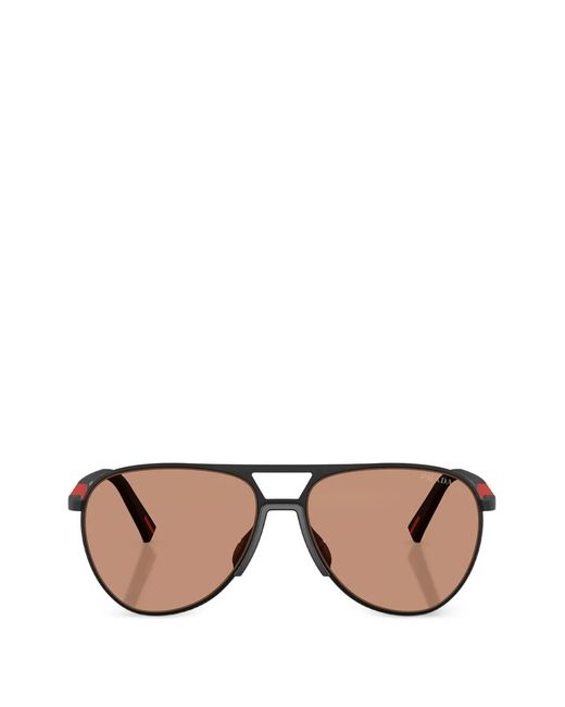 Prada Linea Rossa Black Pilot-Frame Sunglasses for men