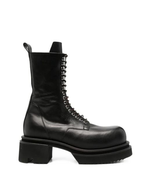 Rick Owens Black Bogun Lace-Up Boots for men