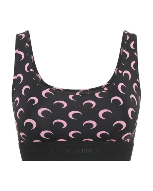 MARINE SERRE Black Moon Recycled Jersey Sports Bra