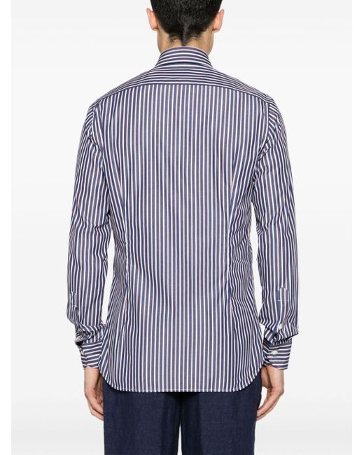 Tintoria Mattei 954 Blue Striped Cotton Shirt for men