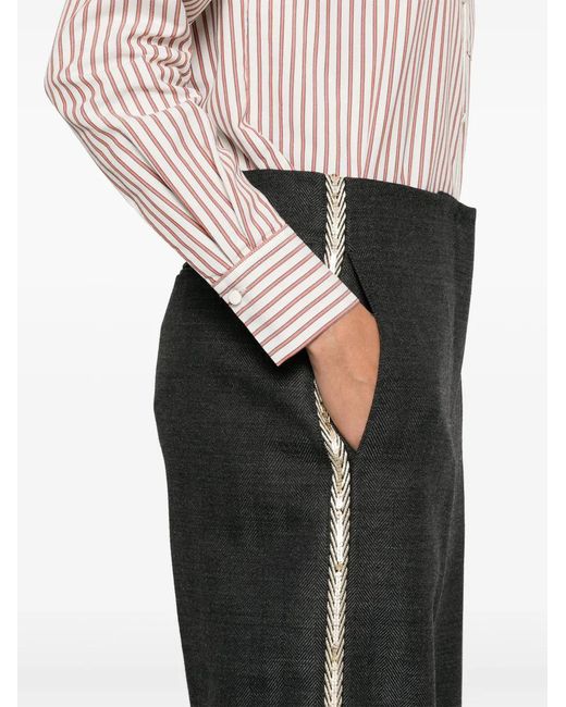 Forte_forte Black Herringbone Wool Tailored Trousers