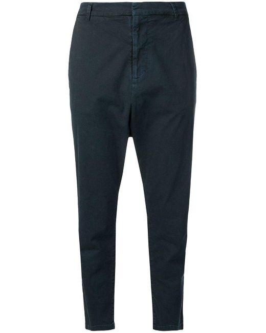 Womens Clothing Trousers Nili Lotan Cotton Drawstring Cropped Trousers in Blue Slacks and Chinos Capri and cropped trousers 