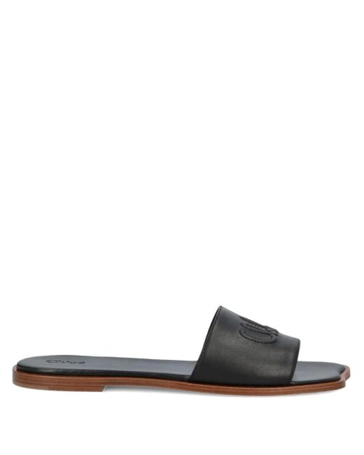 Chloé White Logo-Embellishment Flat Sandals