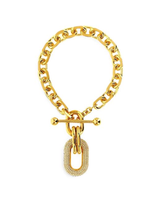 Rabanne Metallic Crystal-Pendant Chunky-Link Necklace