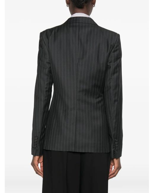 Tom Ford Black Pinstripe-Pattern Single-Breasted Blazer