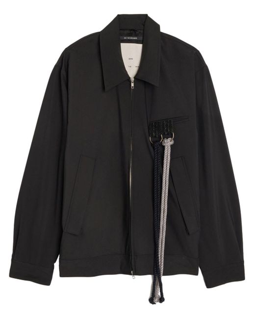 Song For The Mute Black Rope-detail Zip-up Shirt Jacket for men