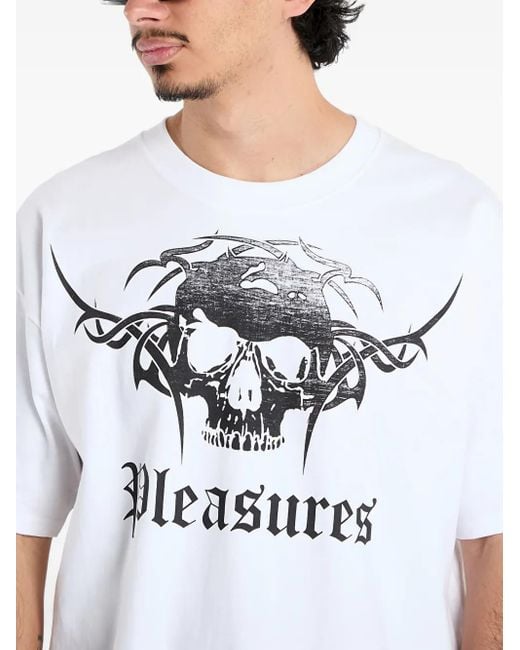 Pleasures White Skull-Graphic T-Shirt for men