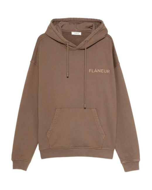 Felpa Con Cappuccio E Logo di flâneur in Brown da Uomo