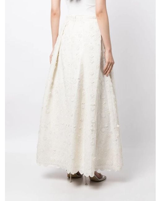 Sachin & Babi White Pyaar Floral-Appliqué Full Skirt