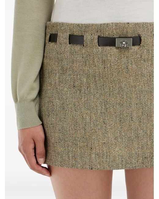 Ferragamo Natural Mini Skirt With Gancini Belt