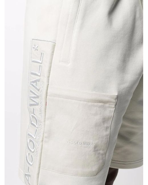 A_COLD_WALL* White Embroidered Logo Track Shorts for men