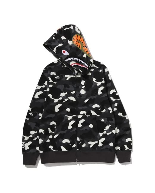 A Bathing Ape Black Shark Camouflage-Print Hoodie for men