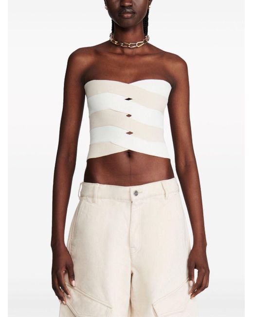Dion Lee White Cropped Interwoven Bustier Top