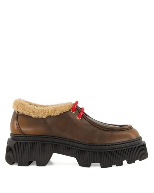 Santoni Brown Leather Derby Shoes