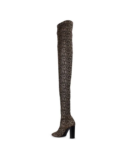 Saint Laurent White Moon Python-Print Boots