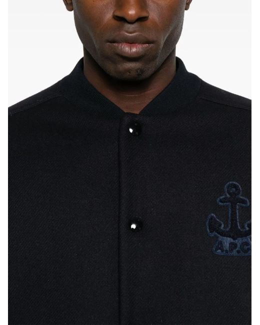A.P.C. Black Logo-Embroidered Jacket for men