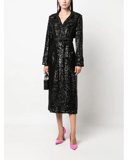 Self-Portrait Black Sequin Coat