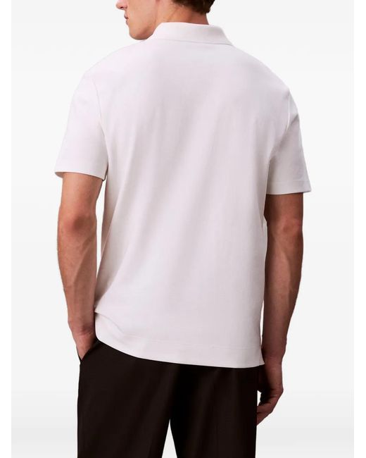 Calvin Klein White Logo-Embroidered Short-Sleeve Polo Shirt for men