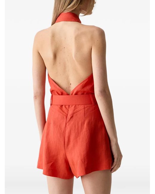 ViCOLO Red Belted Halterneck Playsuit