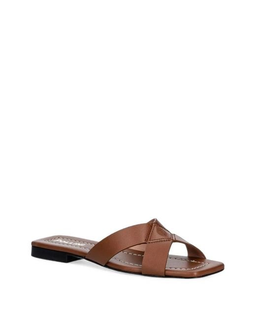 Pollini Brown Crossover Square-Toe Slides