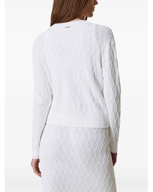 Twinset White Lozenge Cardigan
