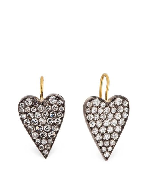 Sylva & Cie Metallic Diamond Heart Earrings