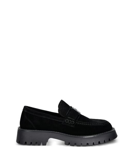 Guess Black Logo-Plaque Chunky-Sole Loafers for men