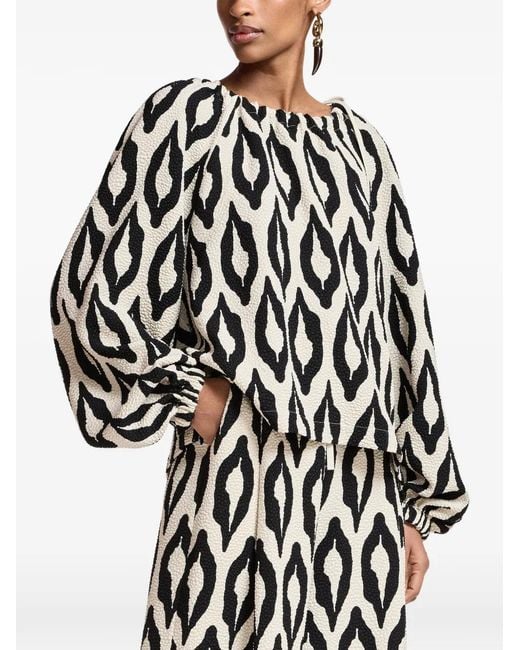 Essentiel Antwerp Black Kolorful Off-The-Shoulder Blouse