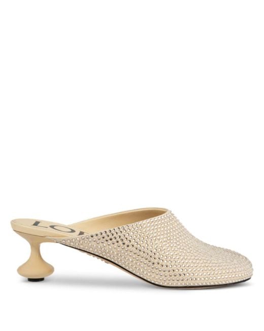 Pearl and Crystal Strap Pointed Toe Satin Mules | David's Bridal
