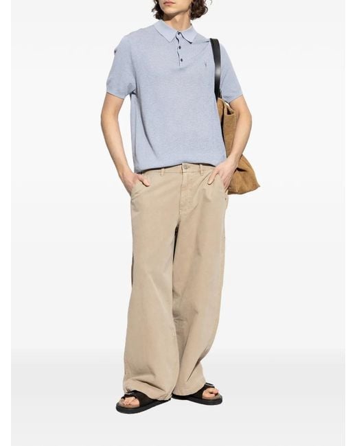 AllSaints Blue Buttoned Polo Shirt for men