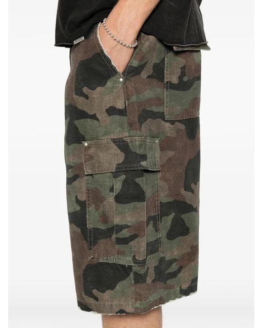 Represent Gray Camouflage-Print Cargo Shorts for men