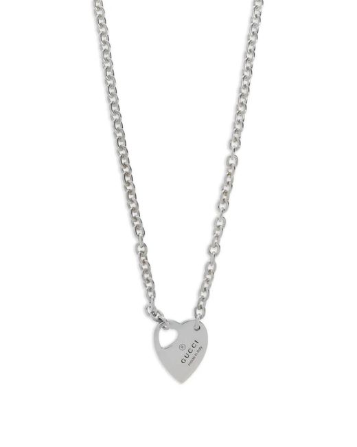 Gucci White Heart-Shaped Pendant Necklace