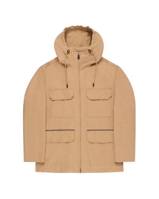 Montedoro Natural Hooded Piped-Trim Jacket for men