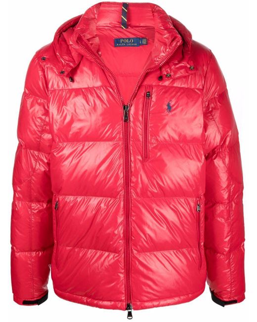 Polo Ralph Lauren Glossyfinish Hooded Puffer Jacket in Red for Men Lyst