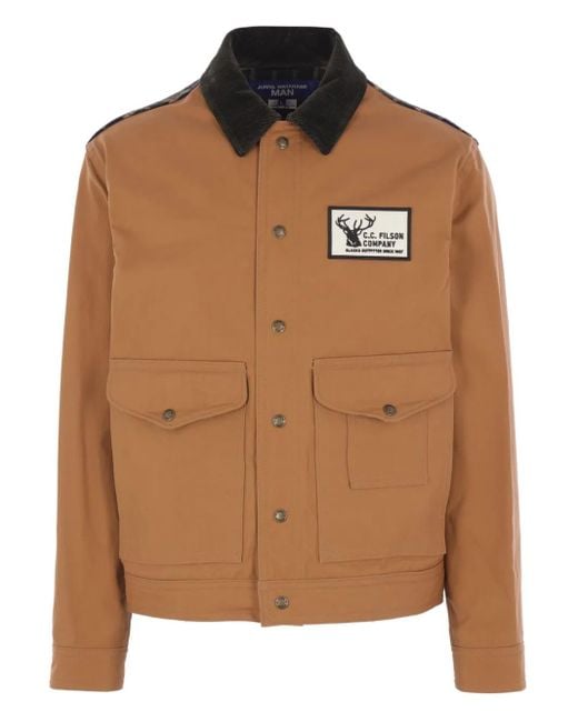 Junya Watanabe Brown Plaid Panel Canvas Jacket for men