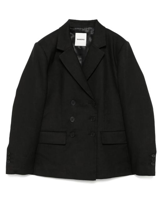Sandro Blazer Met Dubbele Rij Knopen in het Black