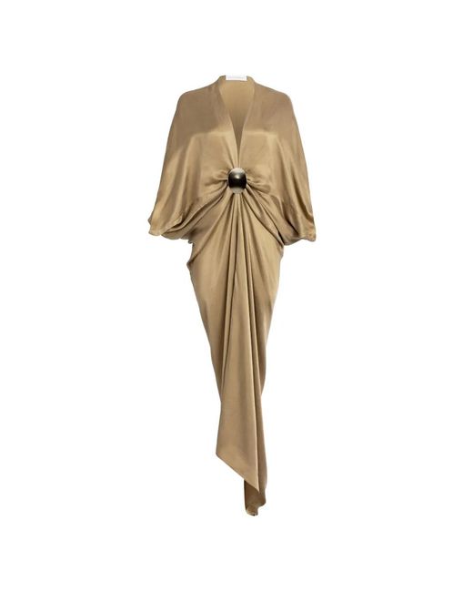 Silvia Tcherassi Natural Fiore Draped Maxi Dress