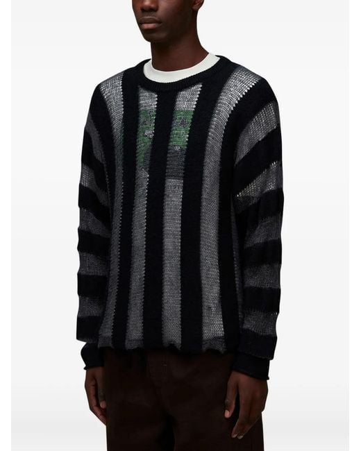 Brain Dead Black Fuzzy Threadbare Sweater for men