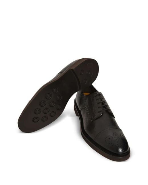 Doucal's Black Leather Lace-Up Derby Shoes for men