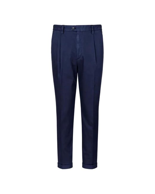 Devore Blue Pressed-Crease Tailored Trousers for men