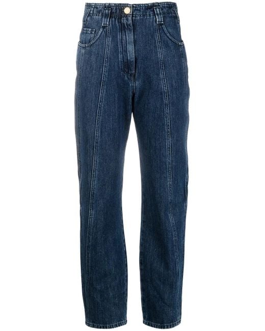 Alberta Ferretti Blue High-Rise Straight Jeans