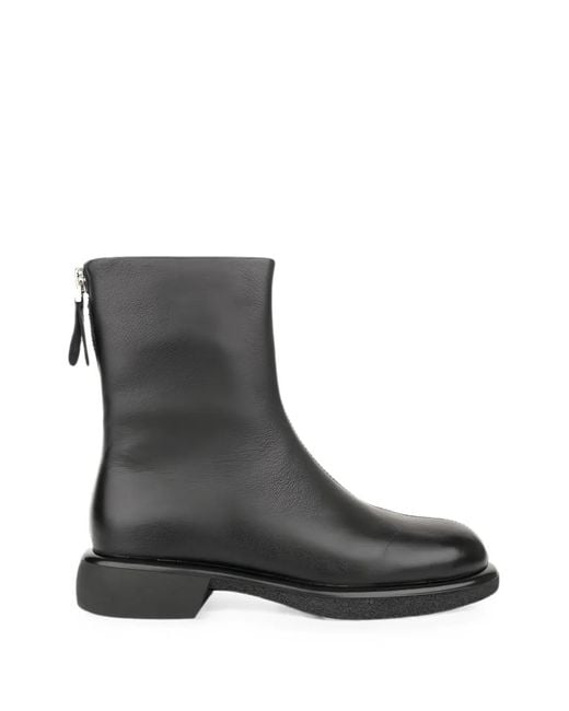 Linda Baumann Black Zip-Fastening Leather Ankle Boots