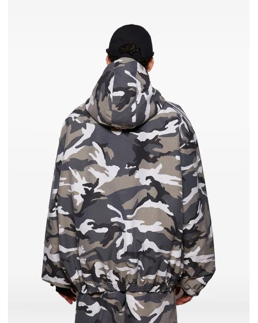 Balenciaga Gray Camouflage-Print Ski Jacket for men