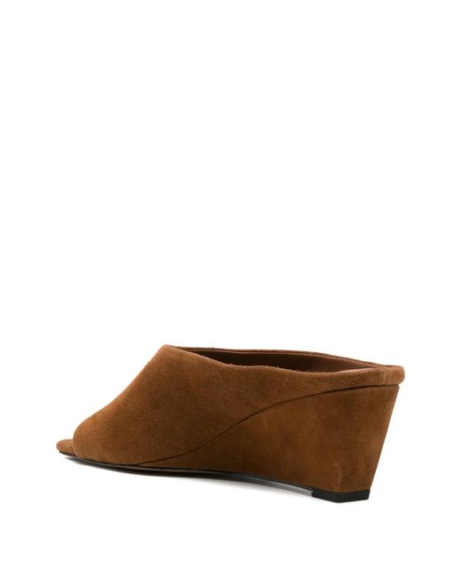 Sandro Brown Square-Toe Suede Sandals